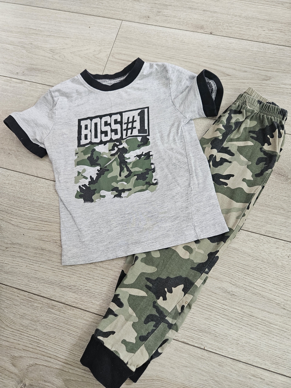 Tag Boys Camo Outfit Set 2-Piece Boss #1 Graphic Tee & Jogger Pants Size 3 🌿👕